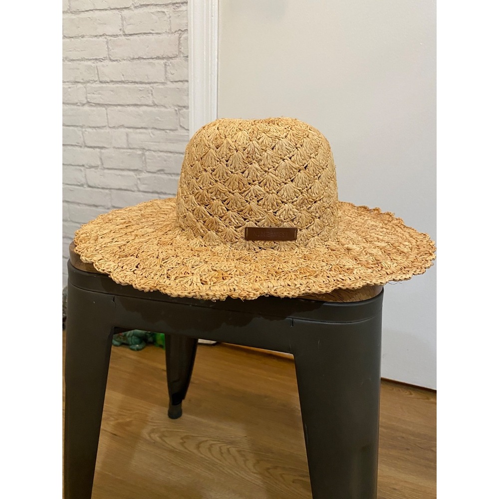 Nine West Women  Beige Straw  Summer Hat Wide Brim 6" Brim